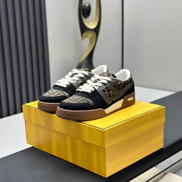 Fendi Match Jacquard & Suede Sneaker, Brown - Picture 2 of 9